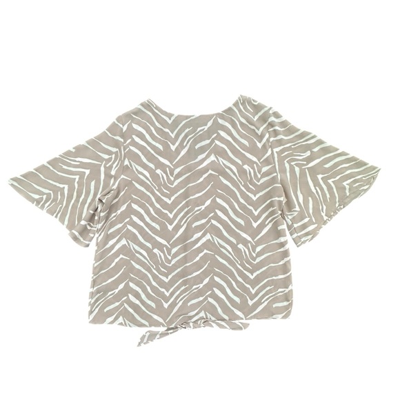 APT. 9 Zebra Print Tie-Front Flutter Sleeve Blouse - Picture 12 of 15
